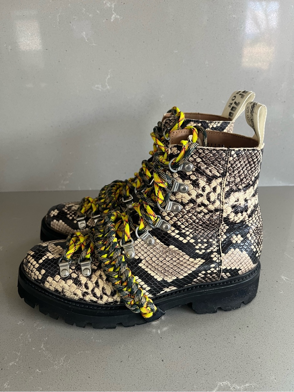 House Of Holland X Grenson Brown Snakeskin Leather Hiker Combat Boots UK4 US6 - Picture 5 of 13